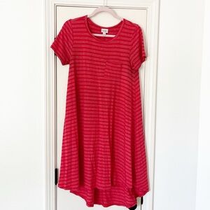 lularoe Red Striped T-Shirt dress simply comfortable dress xs